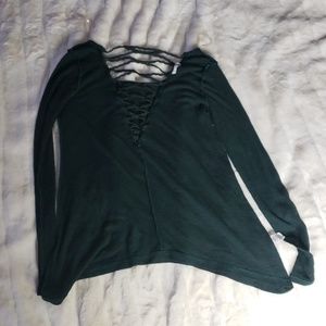 Green top back open detail